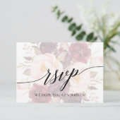 Carte de réponse RSVP avec calligraphie élégante e (Debout devant)