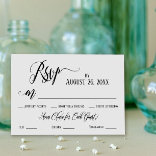 Carte de réponse RSVP avec choix de menu et fiorit