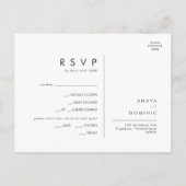 Carte de réponse RSVP avec choix de menu violet Co (Dos)