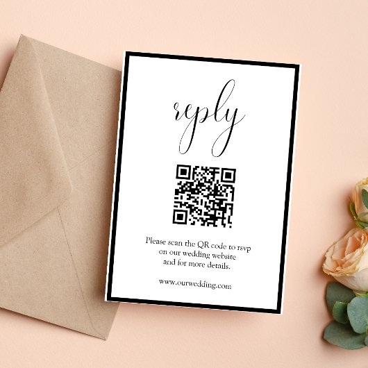 Carte de réponse RSVP avec code QR pour mariage mi