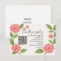 Carte de réponse RSVP avec code QR rose vibrant à 