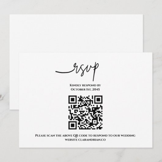 Carte de réponse RSVP avec code QR simple (Devant / Derrière)
