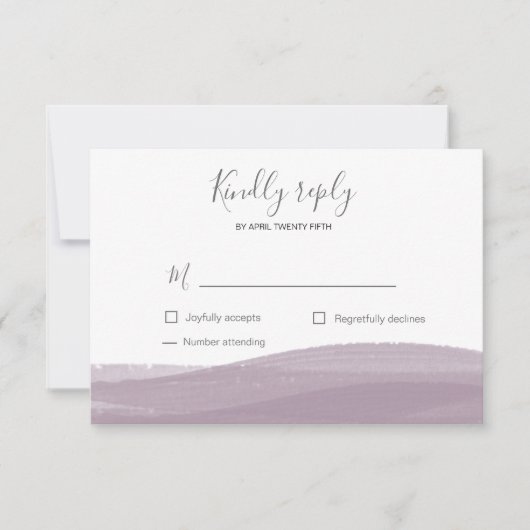 Carte de réponse RSVP avec coup de pinceau aquarel (Devant)