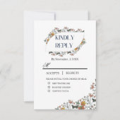 Carte de réponse RSVP avec des fleurs boho et choi (Devant)