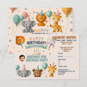 Carte de réponse RSVP avec détails de fête d'anima (Devant / Derrière)