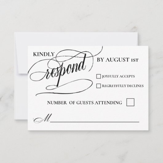 Carte de réponse RSVP avec écriture calligraphique (Devant)
