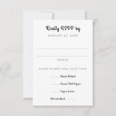 Carte de réponse RSVP avec encart des entrées pour (Devant)