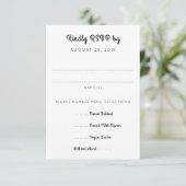 Carte de réponse RSVP avec encart des entrées pour (Debout devant)