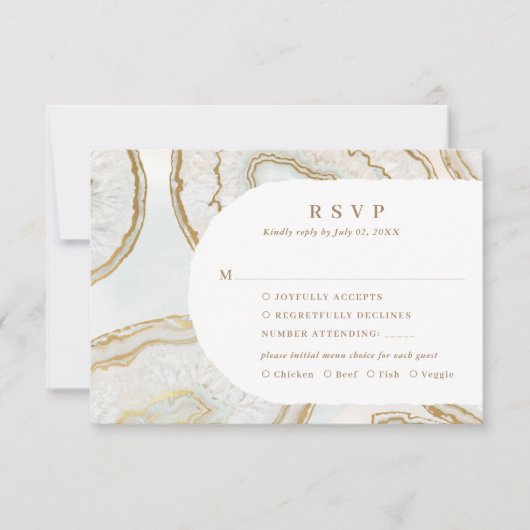 Carte de réponse RSVP avec fond de quartz agate (Devant)