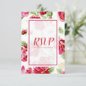 Carte de réponse RSVP avec impression florale de r (Debout devant)