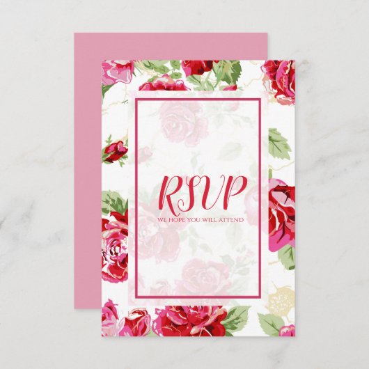 Carte de réponse RSVP avec impression florale de r (Devant / Derrière)