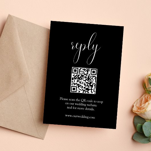 Carte de réponse RSVP avec QR Code pour mariage él