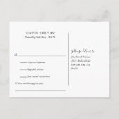 Carte de réponse RSVP avec script de cœur en noir  (Dos)