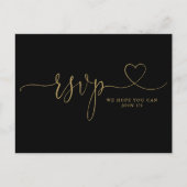 Carte de réponse RSVP avec script de cœur en noir  (Devant)