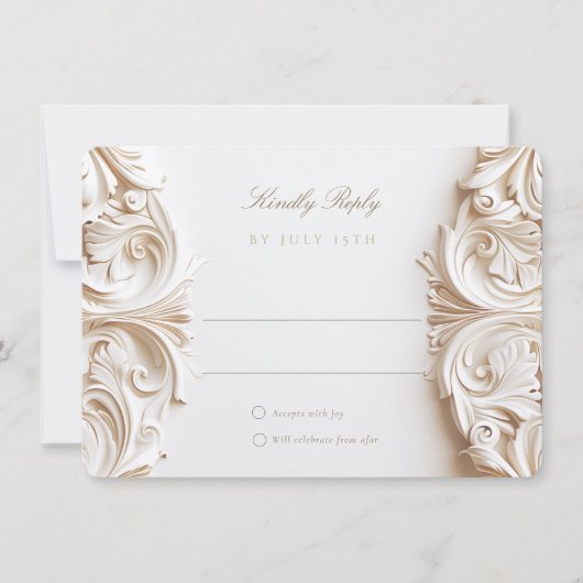 Carte de réponse RSVP baroque pour mariage (Devant)