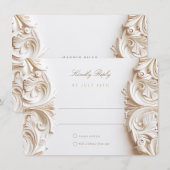 Carte de réponse RSVP baroque pour mariage (Devant / Derrière)