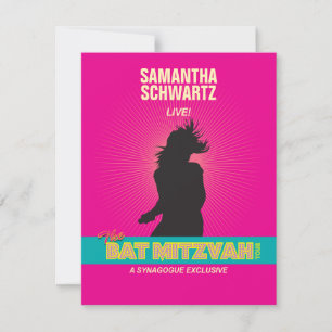 Carte de réponse RSVP Bat mitzvah Rock Star en ros