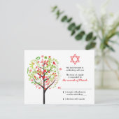 Carte de réponse RSVP Bat mitzvah rouge Arbre de v (Debout devant)