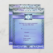 Carte de réponse RSVP Bijou Turquoise violet (Devant / Derrière)