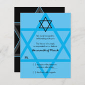 Carte de réponse RSVP Black and Blue Bar Mitzvah (Devant / Derrière)
