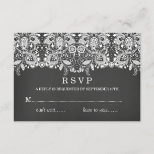 Carte de réponse RSVP Black Chalkboard & Lace