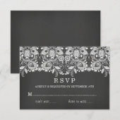 Carte de réponse RSVP Black Chalkboard & Lace (Devant / Derrière)