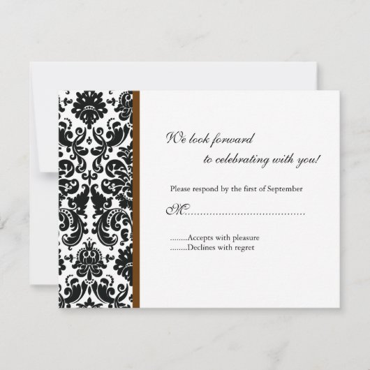 Carte de réponse RSVP Black Damask (Devant)