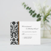 Carte de réponse RSVP Black Damask (Debout devant)