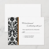 Carte de réponse RSVP Black Damask (Devant / Derrière)