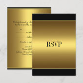 Carte de réponse RSVP Black Gold Tous les événemen (Devant / Derrière)
