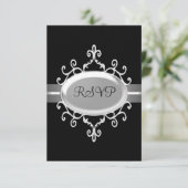 Carte de réponse RSVP Black Silver Jewel (Debout devant)