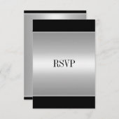 Carte de réponse RSVP Black Silver Tous les événem (Devant / Derrière)