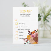 Carte de réponse RSVP blanc fleur automne (Debout devant)