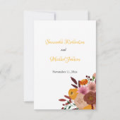 Carte de réponse RSVP blanc fleur automne (Dos)