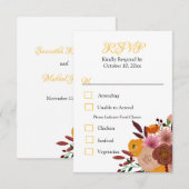 Carte de réponse RSVP blanc fleur automne (Devant / Derrière)