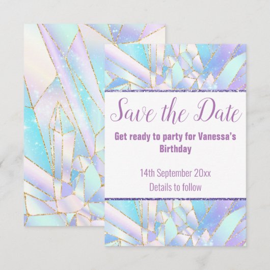 CARTE DE RÉPONSE RSVP BLANC PASTEL CRYSTAL (Devant / Derrière)
