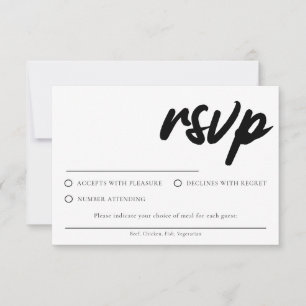 Carte de réponse RSVP blanche simple avec choix de