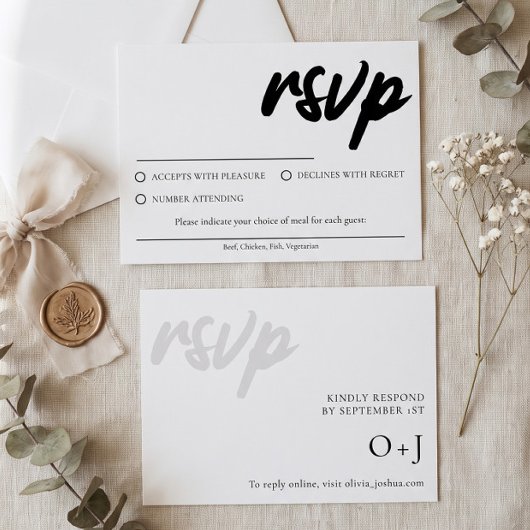 Carte de réponse RSVP blanche simple avec choix de