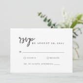 Carte de réponse RSVP blanche simple avec écriture (Debout devant)