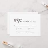Carte de réponse RSVP blanche simple avec écriture (Devant/Arrière en situation)