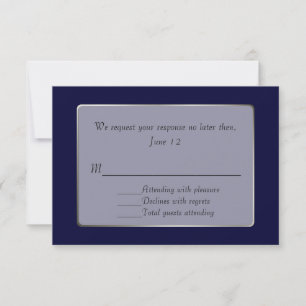 Carte de réponse RSVP bleu marine et ton argenté
