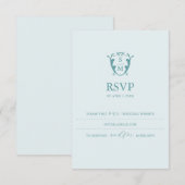 Carte de réponse RSVP bleu pâle avec monogramme po (Devant / Derrière)