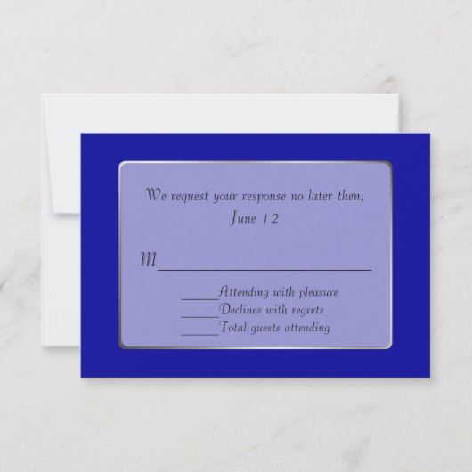 Carte de réponse RSVP bleu royal et ton argenté (Devant)