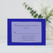 Carte de réponse RSVP bleu royal et ton argenté (Debout devant)