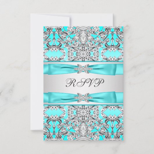 Carte de réponse RSVP Bleu sarcelle (Devant)
