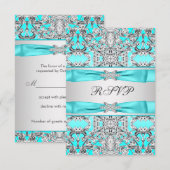 Carte de réponse RSVP Bleu sarcelle (Devant / Derrière)