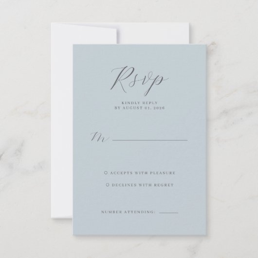 Carte de réponse RSVP Bleu Sérène (Devant)
