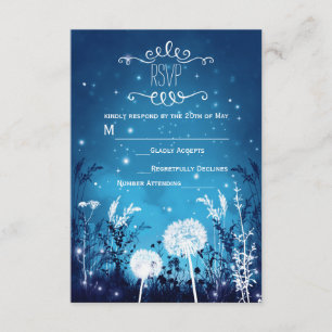 Carte de réponse RSVP bleue Enchanted Night Sky St