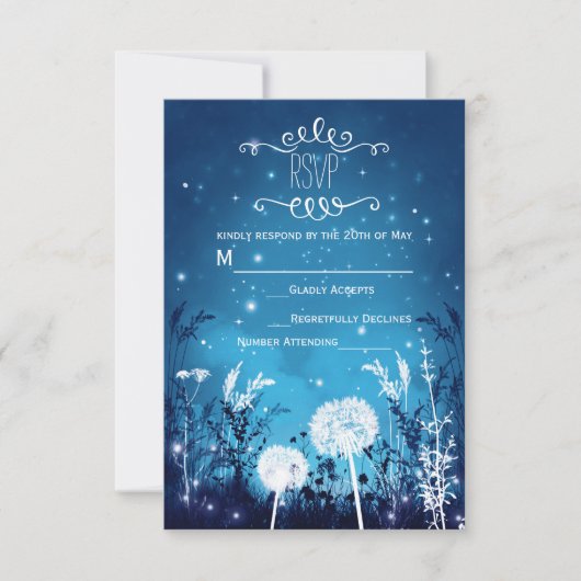 Carte de réponse RSVP bleue Enchanted Night Sky St (Devant)
