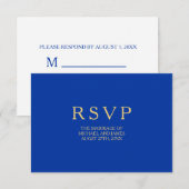 Carte de réponse RSVP bleue et dorée moderne pour  (Devant / Derrière)